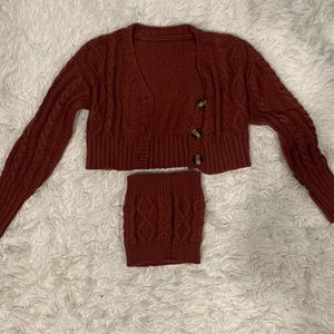 2 Piece Cropped Knot Cardigan and Bandeau Set